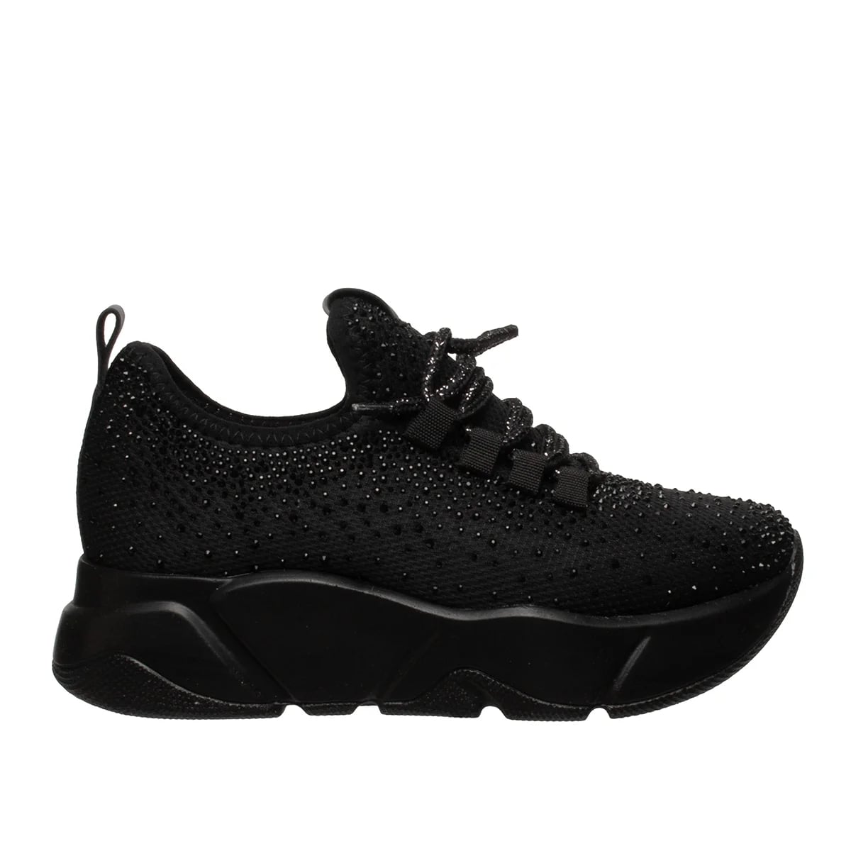 Bağcıklı Siyah Kadın Sneaker - Renk: Siyah - Fotoğraf 1 / 4