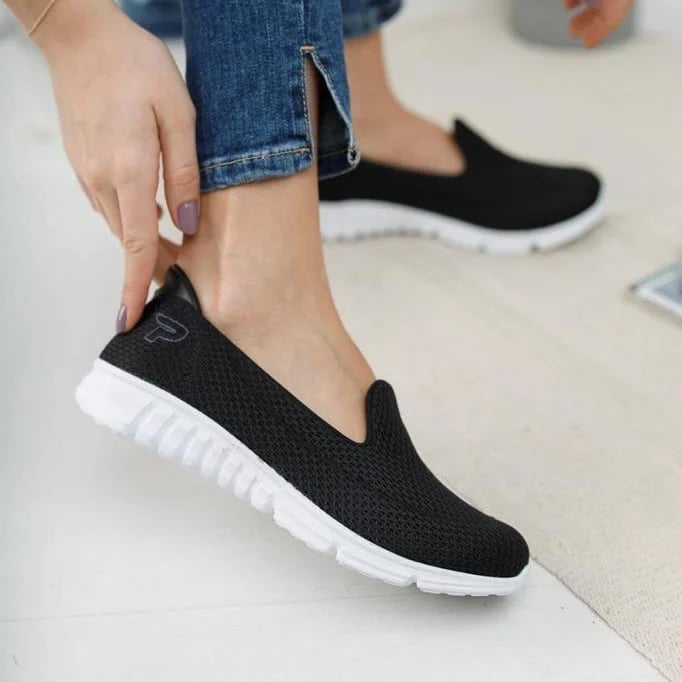 Toptan Siyah Beyaz File Detaylı Kadın Spor Sneaker Rahat Günlük Model - Renk: Siyah-Beyaz - Fotoğraf 1 / 2