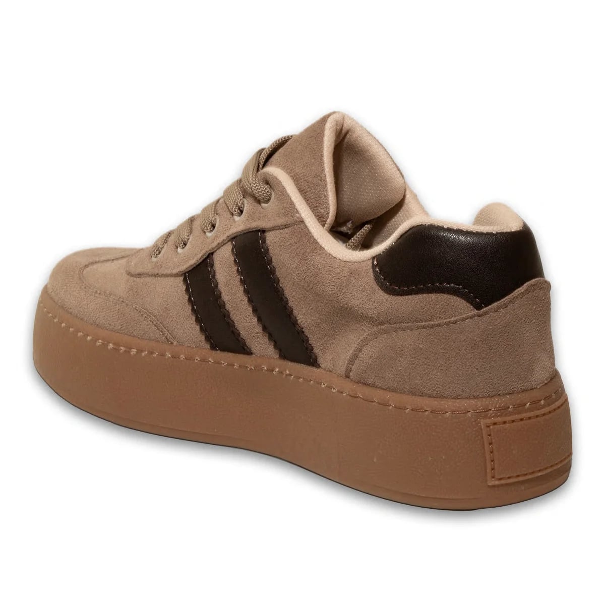 Vizon Bağcıklı Kadın Spor Ayakkabı Hafif Rahat Günlük Yürüyüş Casual Tüm Sezon Kullanıma Uygun Modern Sneaker Modeli Toptan - Renk: Vizon - Fotoğraf 3 / 3