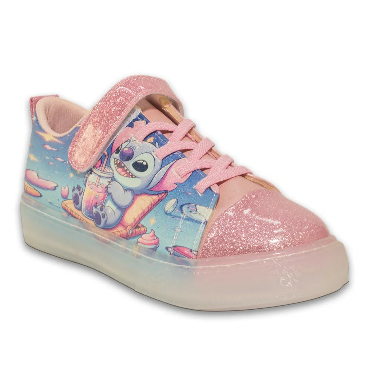 Toptan Simli Pembe File Detaylı Spor Sneaker Günlük Kullanıma Uygun Hafif ve Konforlu Model - Renk: Pembe - Fotoğraf 2 / 4